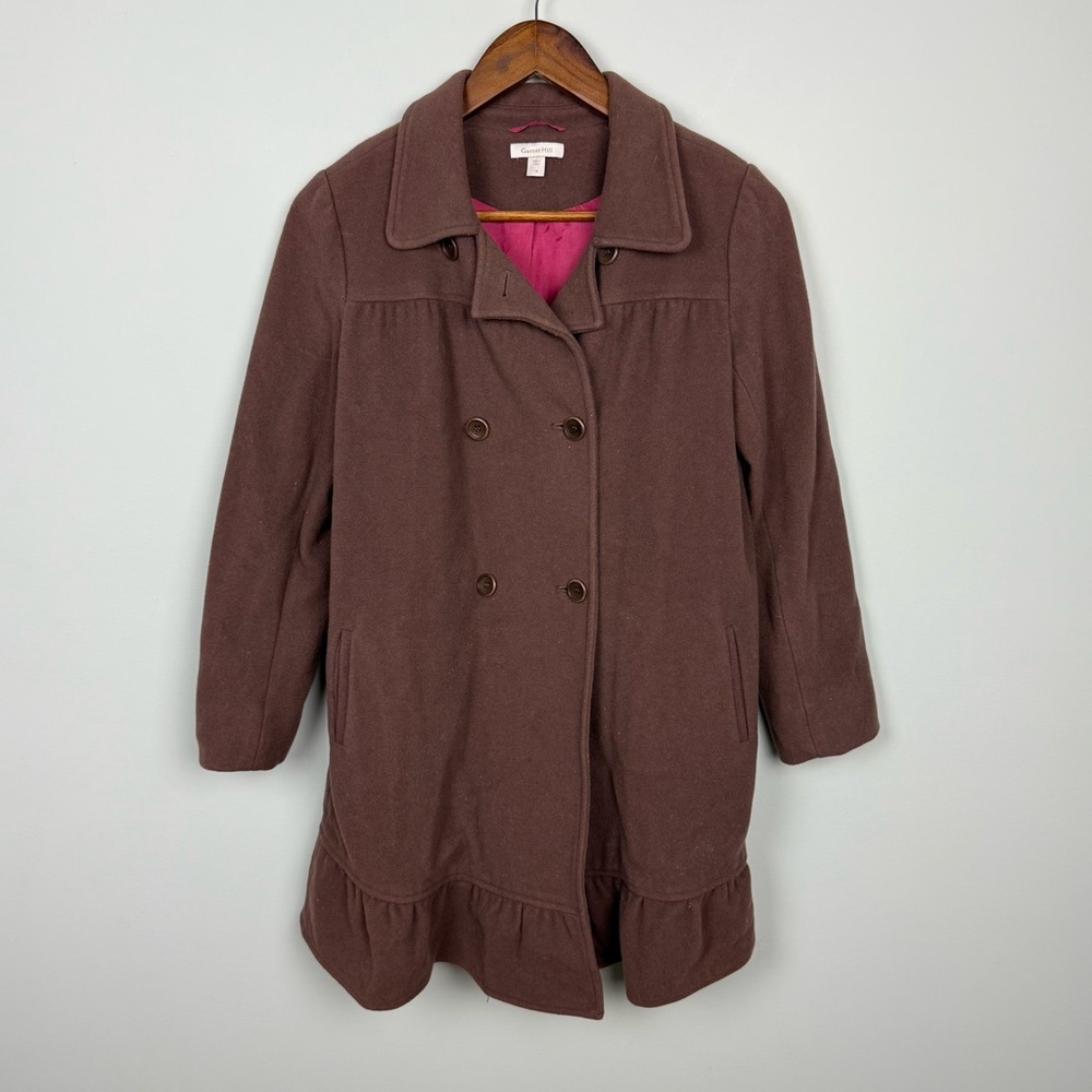 Garnet Hill Girls Brown Wool Dress Coat